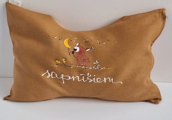 GRIĶU SPILVENS KAULIŅŠ 2  "SAPNĪŠIEM" AR LĀCĪTI SINEPJU KRĀSĀ 30X45CM 