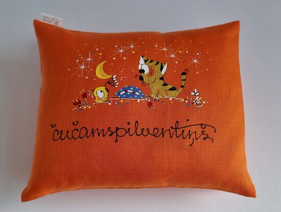 *5 BSP*  "ČUČAMSPILVENTIŅŠ" AR KAĶI ORANŽS  25X30 CM